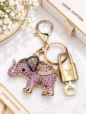 Authentic Louis Vuitton Gold Padlock 🔒 Key Set w/ Unbranded Elephant Bag Charm